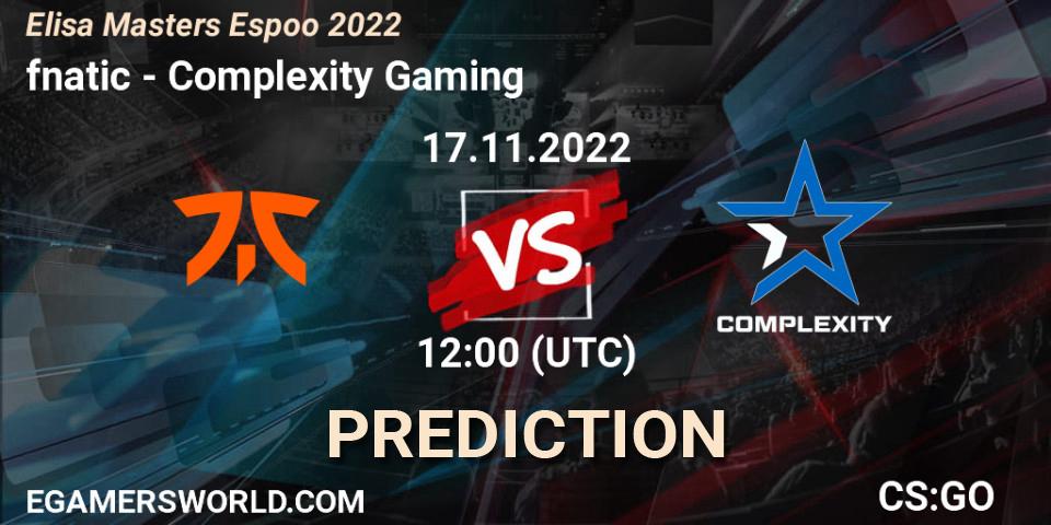 fnatic - Complexity Gaming: Maç tahminleri. 17.11.22, CS2 (CS:GO), Elisa Masters Espoo 2022
