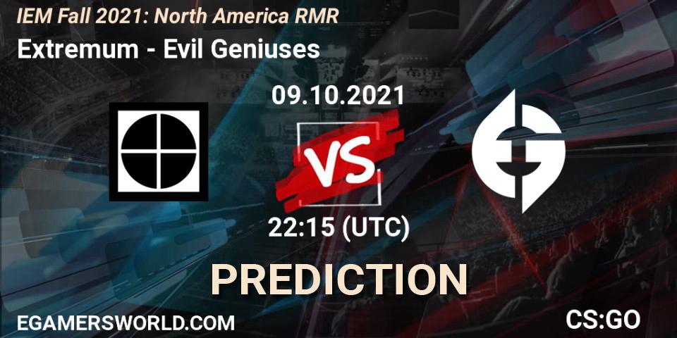 Extremum - Evil Geniuses: Maç tahminleri. 09.10.2021 at 22:15, Counter-Strike (CS2), IEM Fall 2021: North America RMR