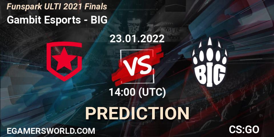 Gambit Esports - BIG: Maç tahminleri. 23.01.22, CS2 (CS:GO), Funspark ULTI 2021 Finals