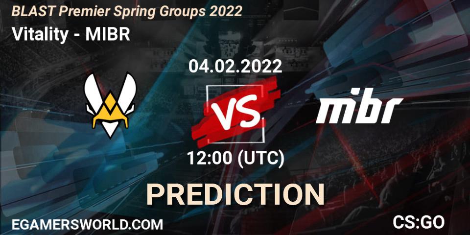 Vitality - MIBR: Maç tahminleri. 04.02.2022 at 12:00, Counter-Strike (CS2), BLAST Premier Spring Groups 2022