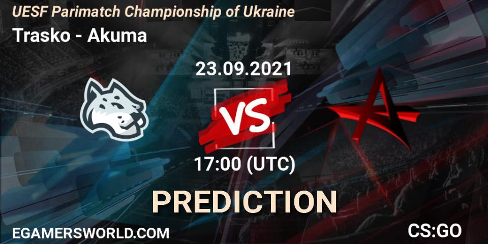 Trasko - Akuma: Maç tahminleri. 23.09.2021 at 17:40, Counter-Strike (CS2), UESF Parimatch Championship of Ukraine