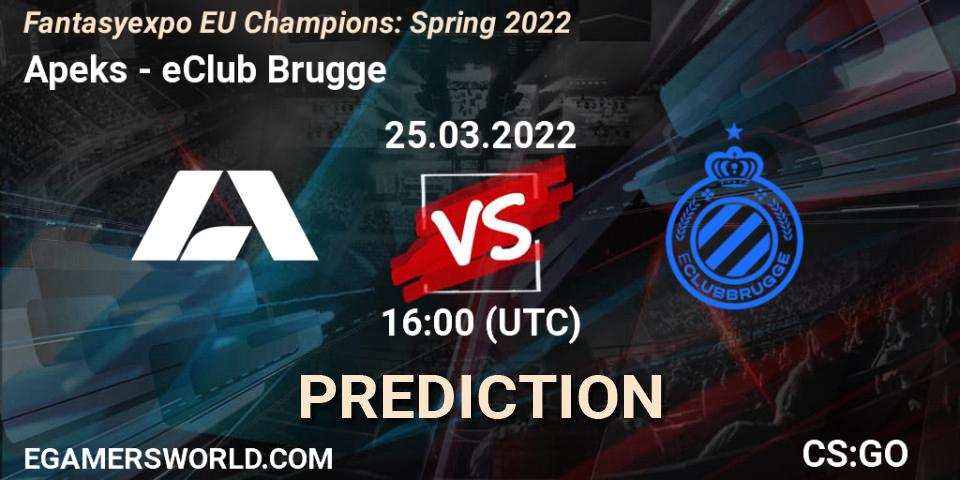 Apeks - eClub Brugge: Maç tahminleri. 25.03.2022 at 16:10, Counter-Strike (CS2), Fantasyexpo EU Champions: Spring 2022