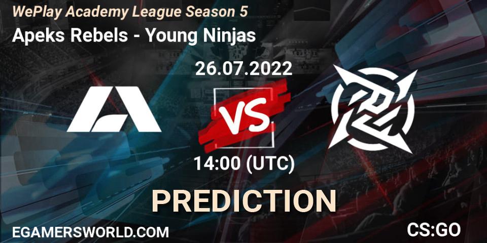 Apeks Rebels - Young Ninjas: Maç tahminleri. 26.07.2022 at 14:00, Counter-Strike (CS2), WePlay Academy League Season 5