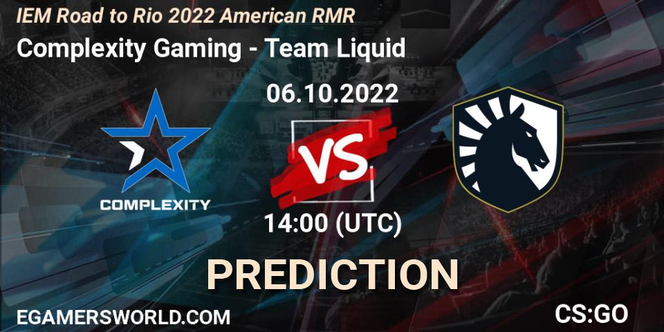 Complexity Gaming - Team Liquid: Maç tahminleri. 06.10.22, CS2 (CS:GO), IEM Road to Rio 2022 American RMR