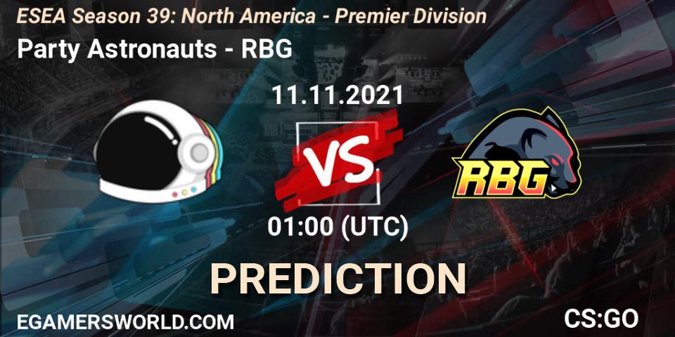 Party Astronauts - RBG: Maç tahminleri. 04.12.2021 at 01:00, Counter-Strike (CS2), ESEA Season 39: North America - Premier Division
