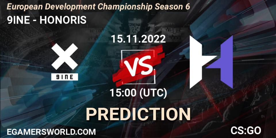 9INE - HONORIS: Maç tahminleri. 15.11.2022 at 15:30, Counter-Strike (CS2), European Development Championship Season 6