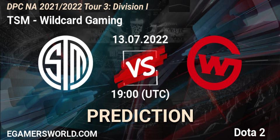 TSM - Wildcard Gaming: Maç tahminleri. 13.07.22, Dota 2, DPC NA 2021/2022 Tour 3: Division I