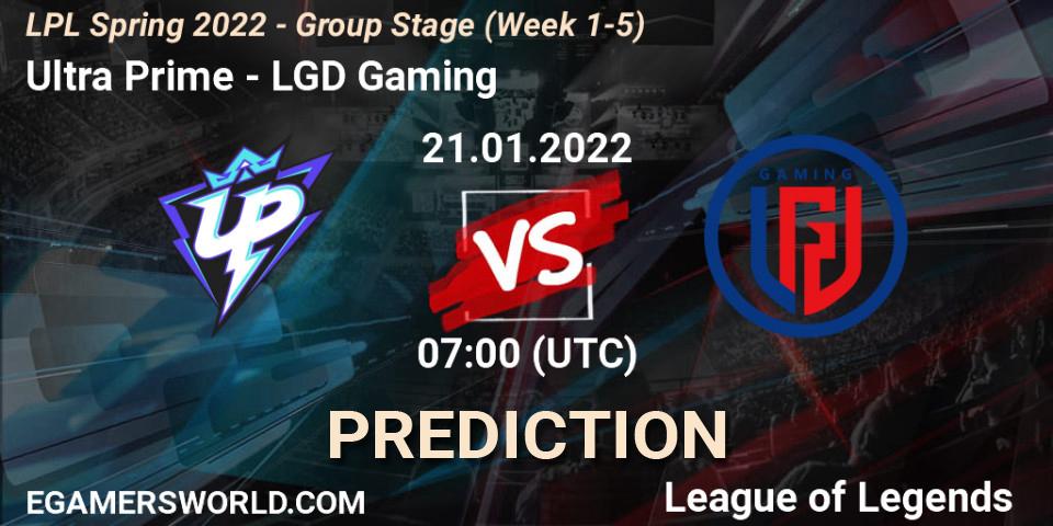 Ultra Prime - LGD Gaming: Maç tahminleri. 21.01.2022 at 07:00, LoL, LPL Spring 2022 - Group Stage (Week 1-5)