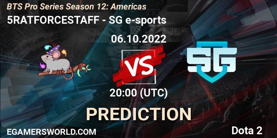 5RATFORCESTAFF - SG e-sports: Maç tahminleri. 06.10.2022 at 20:03, Dota 2, BTS Pro Series Season 12: Americas