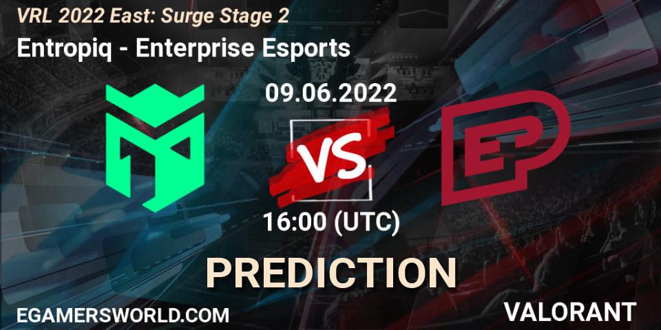 Entropiq - Enterprise Esports: Maç tahminleri. 09.06.2022 at 16:25, VALORANT, VRL 2022 East: Surge Stage 2