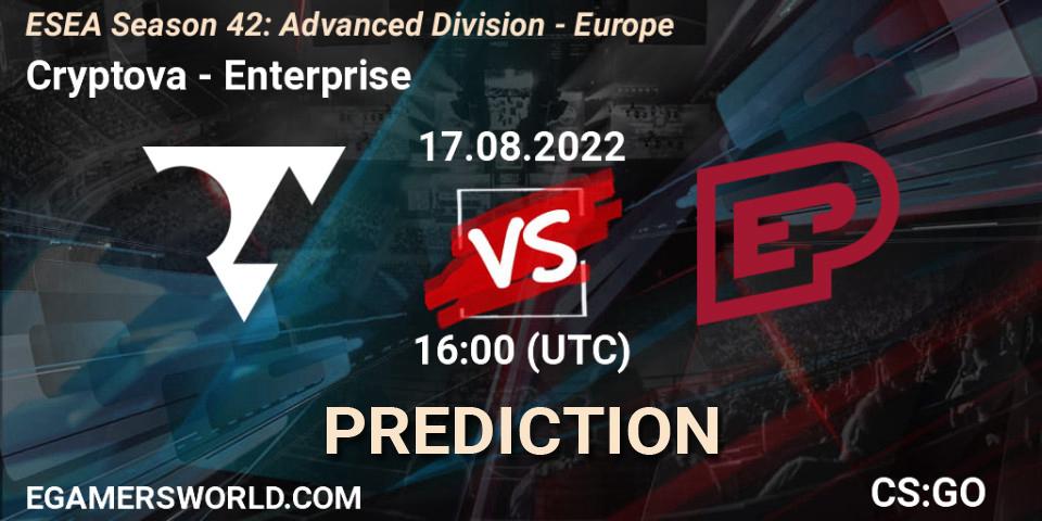 Cryptova - Enterprise: Maç tahminleri. 17.08.2022 at 16:00, Counter-Strike (CS2), ESEA Season 42: Advanced Division - Europe