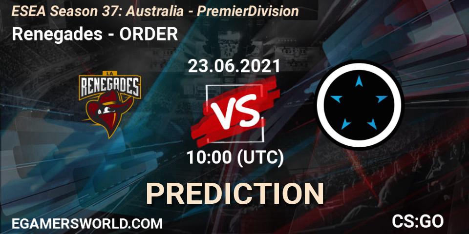 Renegades - ORDER: Maç tahminleri. 23.06.2021 at 10:00, Counter-Strike (CS2), ESEA Season 37: Australia - Premier Division