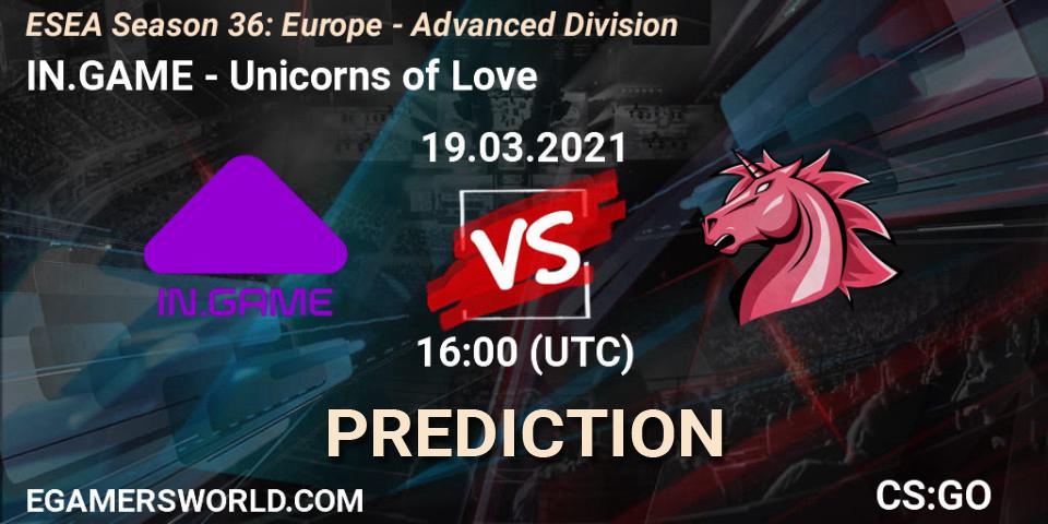 IN.GAME - Unicorns of Love: Maç tahminleri. 19.03.2021 at 16:00, Counter-Strike (CS2), ESEA Season 36: Europe - Advanced Division