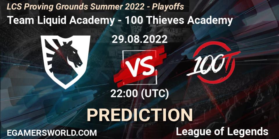 Team Liquid Academy - 100 Thieves Academy: Maç tahminleri. 29.08.2022 at 22:00, LoL, LCS Proving Grounds Summer 2022 - Playoffs