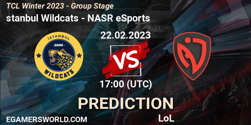 İstanbul Wildcats - NASR eSports: Maç tahminleri. 09.03.2023 at 17:00, LoL, TCL Winter 2023 - Group Stage