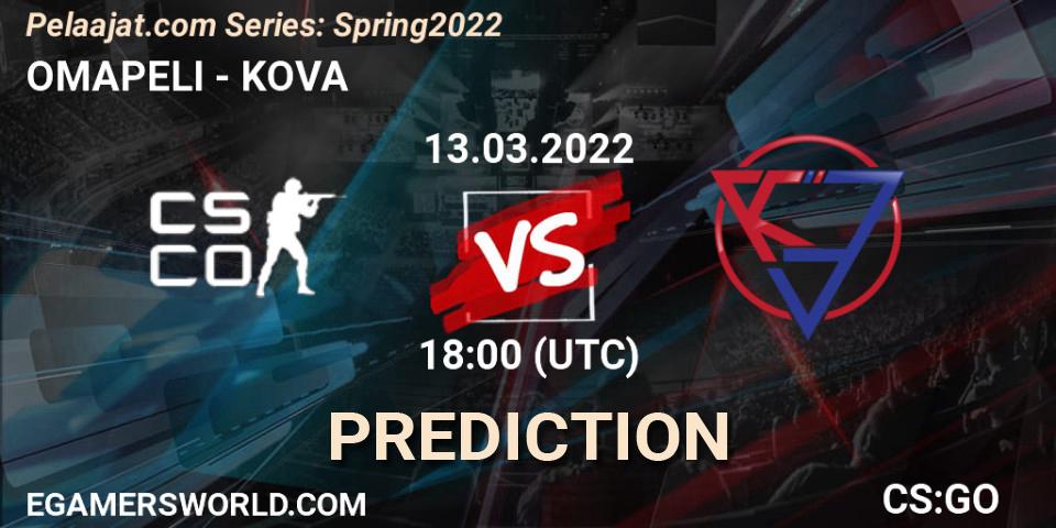 OMAPELI - KOVA: Maç tahminleri. 13.03.2022 at 18:00, Counter-Strike (CS2), Pelaajat.com Series: Spring 2022