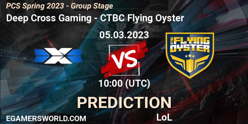 Deep Cross Gaming - CTBC Flying Oyster: Maç tahminleri. 11.02.2023 at 11:00, LoL, PCS Spring 2023 - Group Stage