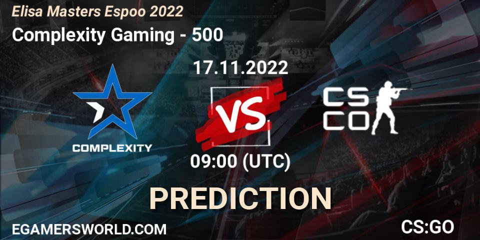 Complexity Gaming - 500: Maç tahminleri. 17.11.22, CS2 (CS:GO), Elisa Masters Espoo 2022