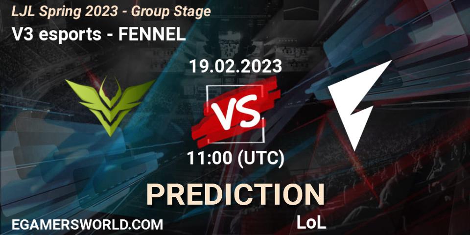 V3 esports - FENNEL: Maç tahminleri. 19.02.23, LoL, LJL Spring 2023 - Group Stage