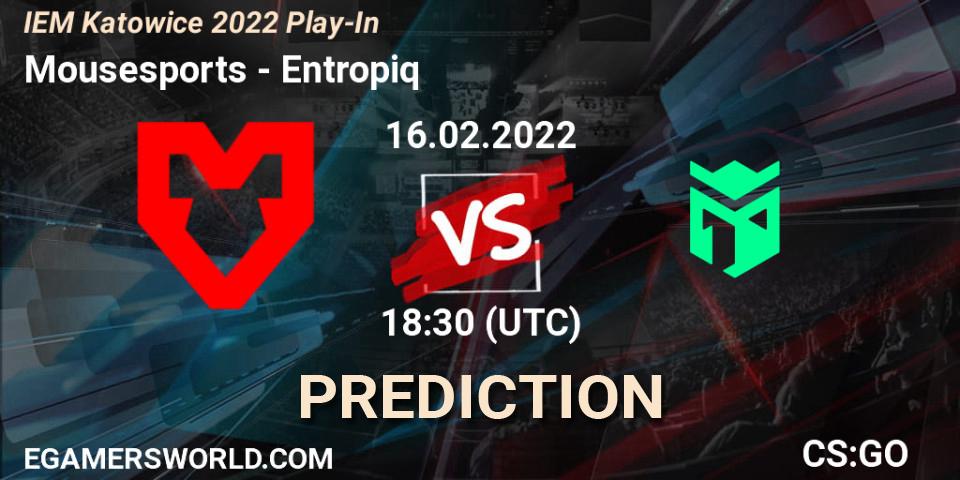 Mousesports - Entropiq: Maç tahminleri. 16.02.2022 at 19:05, Counter-Strike (CS2), IEM Katowice 2022 Play-In