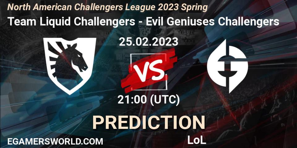 Team Liquid Challengers - Evil Geniuses Challengers: Maç tahminleri. 25.02.2023 at 21:00, LoL, NACL 2023 Spring - Group Stage