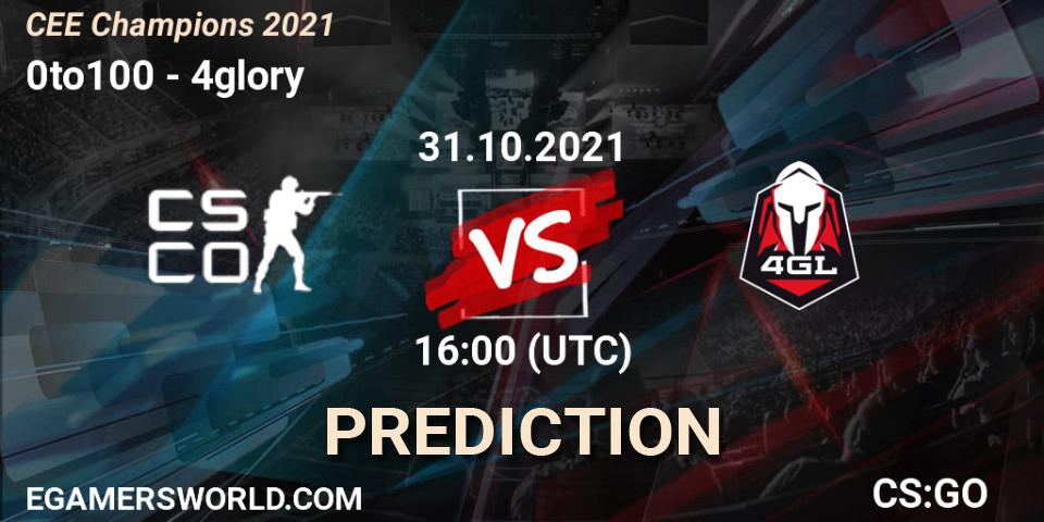 0to100 - 4glory: Maç tahminleri. 31.10.2021 at 16:00, Counter-Strike (CS2), CEE Champions 2021