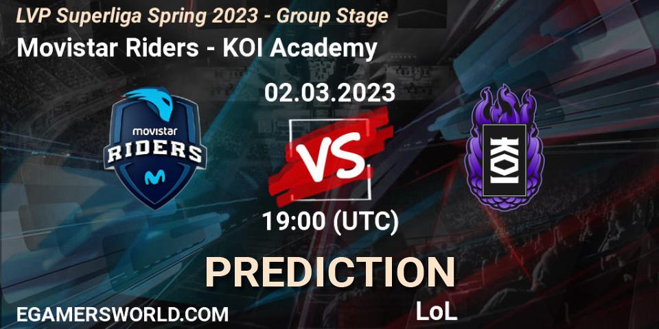Movistar Riders - KOI Academy: Maç tahminleri. 02.03.2023 at 21:00, LoL, LVP Superliga Spring 2023 - Group Stage