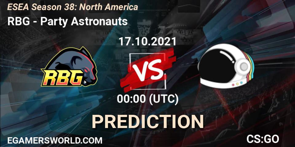RBG - Party Astronauts: Maç tahminleri. 17.10.2021 at 00:00, Counter-Strike (CS2), ESEA Season 38: North America 