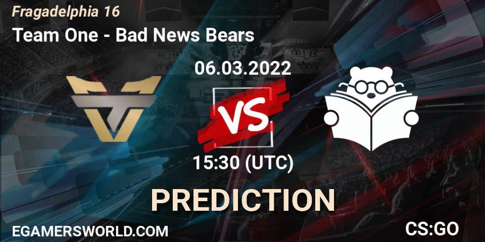 Team One - Bad News Bears: Maç tahminleri. 06.03.2022 at 15:55, Counter-Strike (CS2), Fragadelphia 16