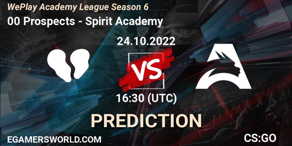 00 Prospects - Spirit Academy: Maç tahminleri. 24.10.22, CS2 (CS:GO), WePlay Academy League Season 6