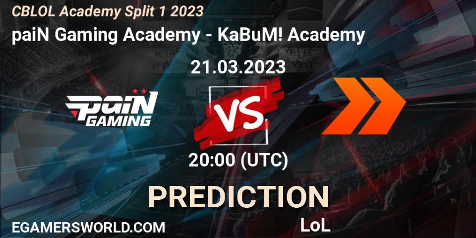 paiN Gaming Academy - KaBuM! Academy: Maç tahminleri. 21.03.23, LoL, CBLOL Academy Split 1 2023
