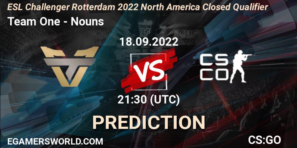 Team One - Nouns: Maç tahminleri. 18.09.2022 at 21:30, Counter-Strike (CS2), ESL Challenger Rotterdam 2022 North America Closed Qualifier