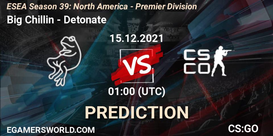 Big Chillin - Detonate: Maç tahminleri. 15.12.2021 at 01:00, Counter-Strike (CS2), ESEA Season 39: North America - Premier Division