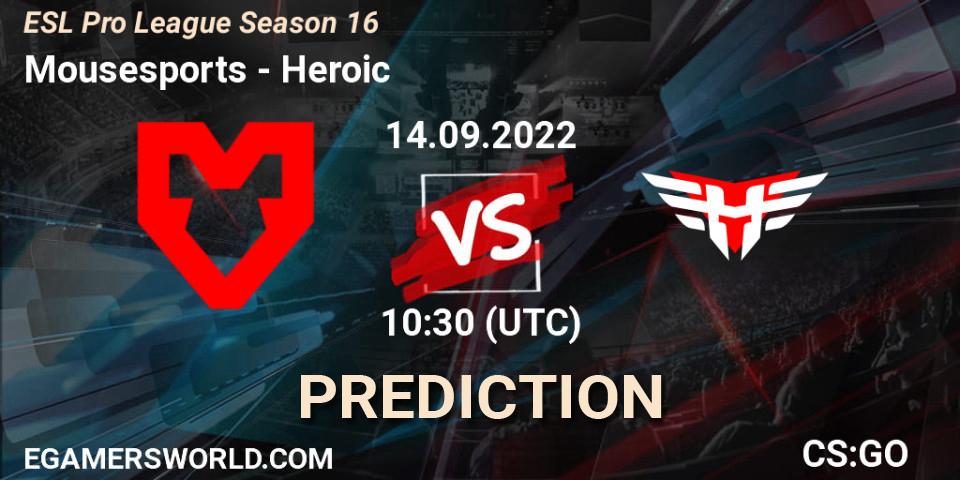 MOUZ - Heroic: Maç tahminleri. 14.09.2022 at 10:30, Counter-Strike (CS2), ESL Pro League Season 16
