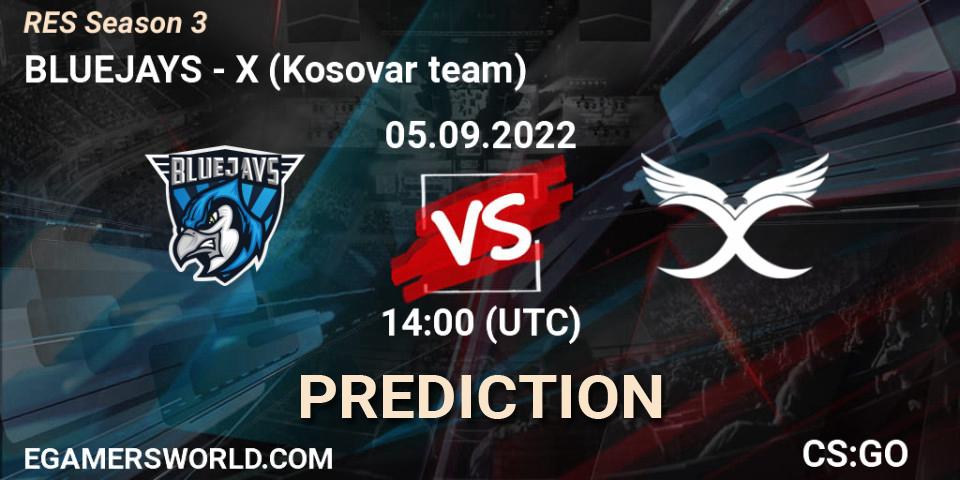 BLUEJAYS - X (Kosovar team): Maç tahminleri. 05.09.2022 at 14:00, Counter-Strike (CS2), RES Season 3
