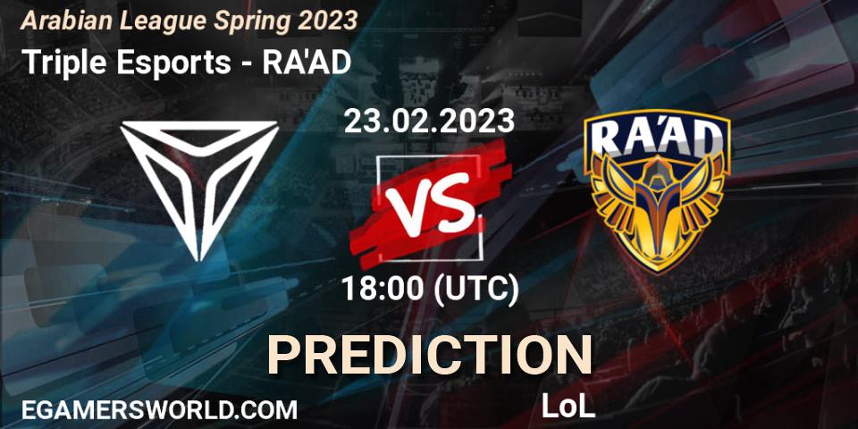 Triple Esports - RA'AD: Maç tahminleri. 03.02.23, LoL, Arabian League Spring 2023