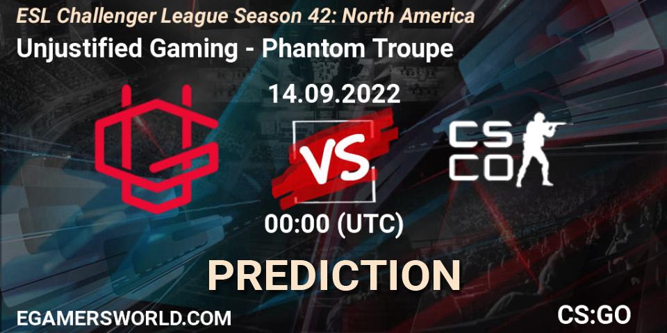 Unjustified Gaming - Phantom Troupe: Maç tahminleri. 14.09.2022 at 00:00, Counter-Strike (CS2), ESL Challenger League Season 42: North America