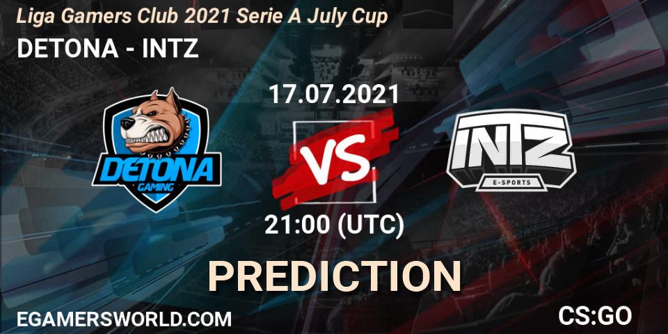 DETONA - INTZ: Maç tahminleri. 17.07.2021 at 21:00, Counter-Strike (CS2), Liga Gamers Club 2021 Serie A July Cup