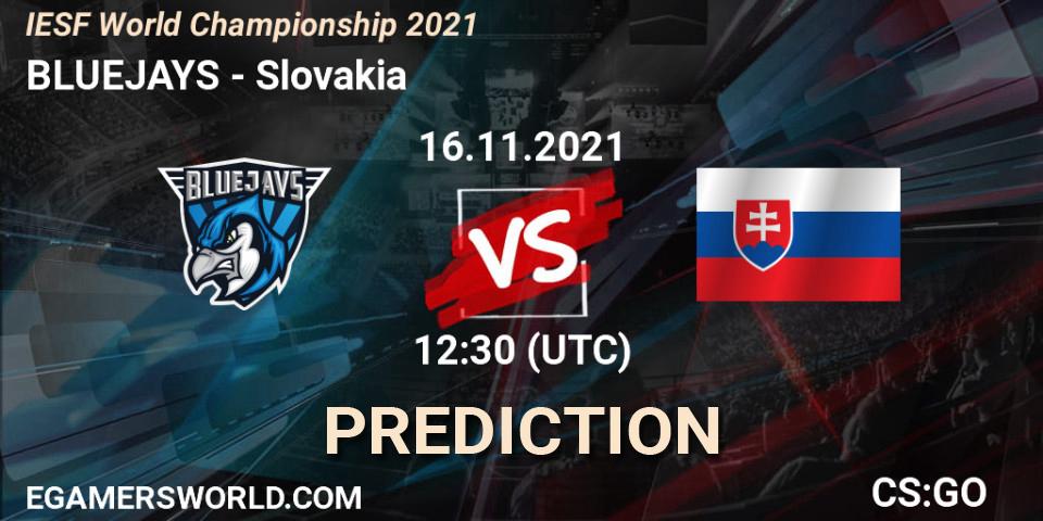 BLUEJAYS - Team Slovakia: Maç tahminleri. 16.11.2021 at 12:45, Counter-Strike (CS2), IESF World Championship 2021