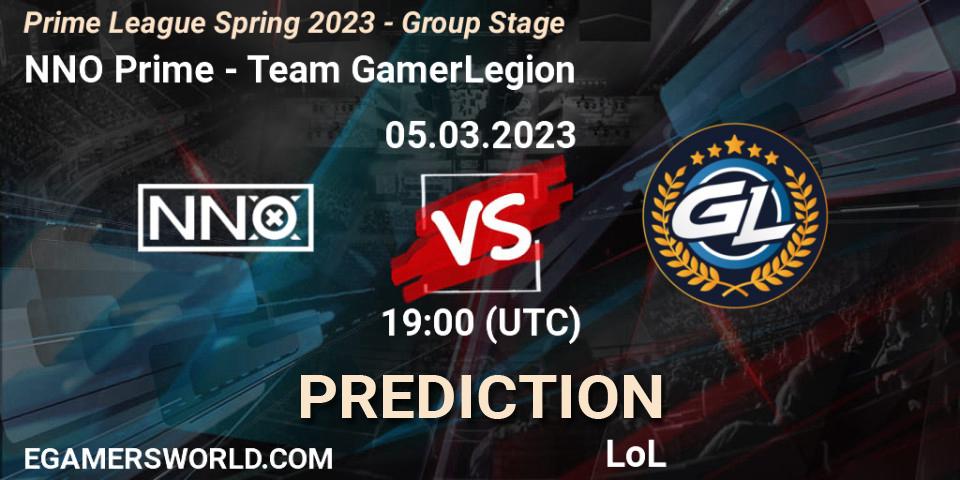 NNO Prime - Team GamerLegion: Maç tahminleri. 05.03.2023 at 18:00, LoL, Prime League Spring 2023 - Group Stage