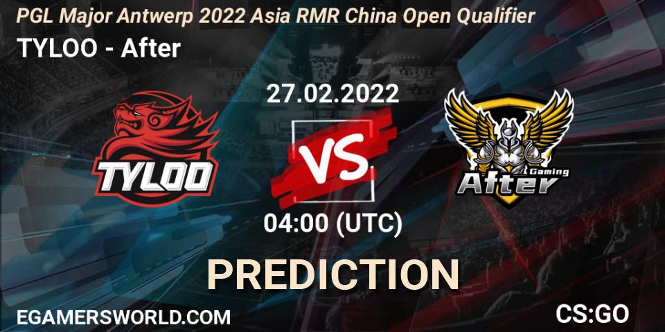 TYLOO - After: Maç tahminleri. 27.02.2022 at 04:10, Counter-Strike (CS2), PGL Major Antwerp 2022 Asia RMR China Open Qualifier
