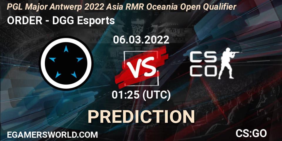 ORDER - DGG Esports: Maç tahminleri. 06.03.2022 at 01:25, Counter-Strike (CS2), PGL Major Antwerp 2022 Asia RMR Oceania Open Qualifier