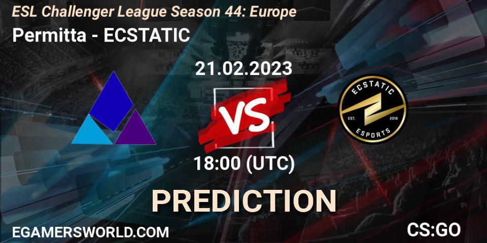 Permitta - ECSTATIC: Maç tahminleri. 21.02.23, CS2 (CS:GO), ESL Challenger League Season 44: Europe