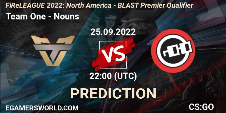 Team One - Nouns: Maç tahminleri. 25.09.2022 at 22:00, Counter-Strike (CS2), FiReLEAGUE 2022: North America - BLAST Premier Qualifier