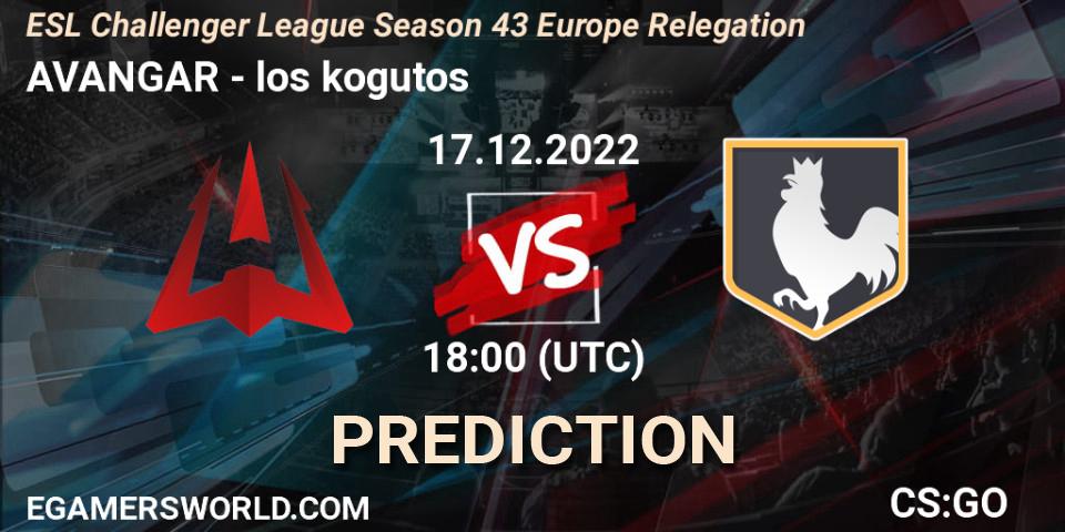 AVANGAR - los kogutos: Maç tahminleri. 17.12.2022 at 18:00, Counter-Strike (CS2), ESL Challenger League Season 43 Europe Relegation