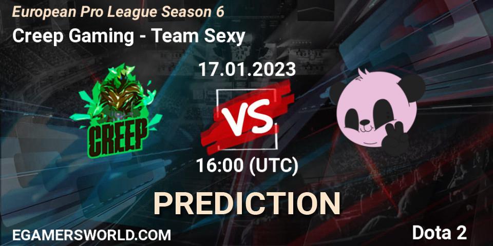 Creep Gaming - Team Sexy: Maç tahminleri. 17.01.2023 at 16:09, Dota 2, European Pro League Season 6