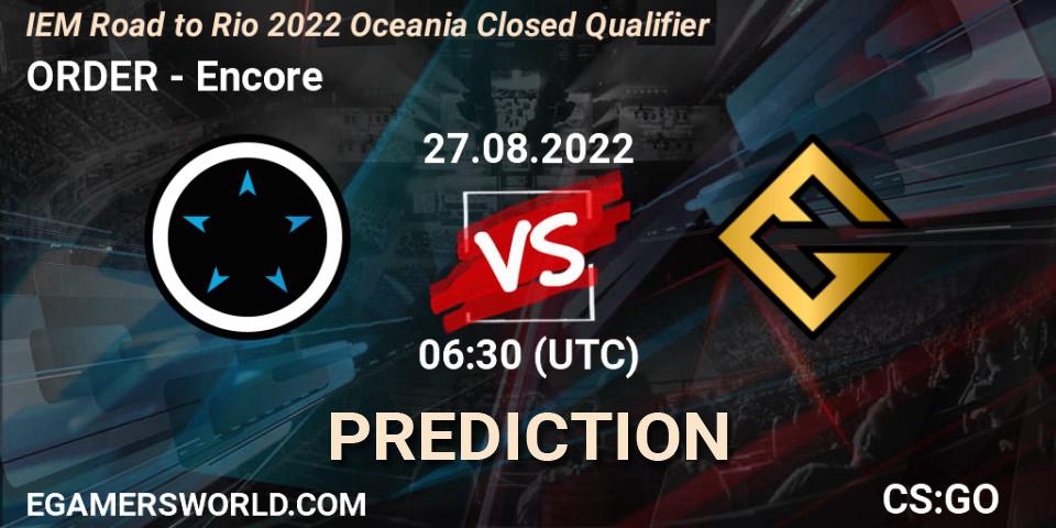 ORDER - Encore: Maç tahminleri. 27.08.22, CS2 (CS:GO), IEM Road to Rio 2022 Oceania Closed Qualifier