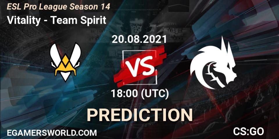Vitality - Team Spirit: Maç tahminleri. 20.08.2021 at 18:00, Counter-Strike (CS2), ESL Pro League Season 14