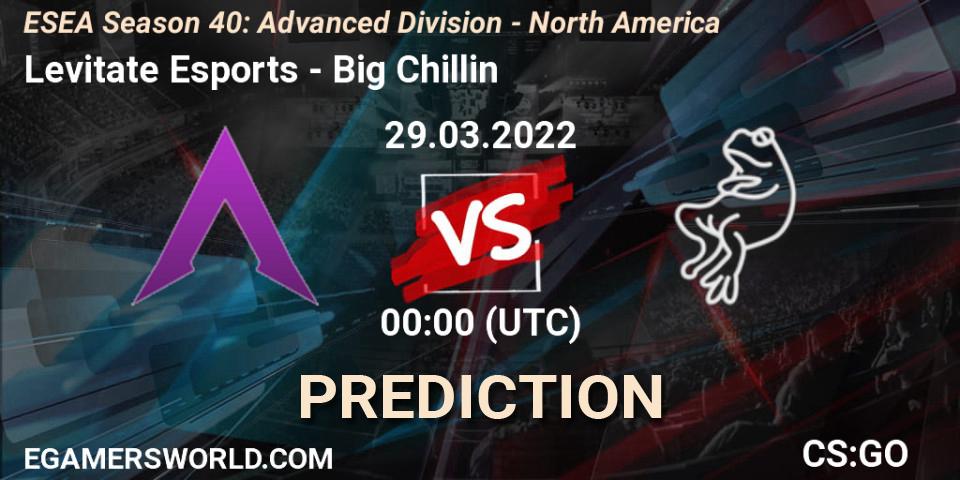 Levitate Esports - Big Chillin: Maç tahminleri. 29.03.2022 at 00:10, Counter-Strike (CS2), ESEA Season 40: Advanced Division - North America