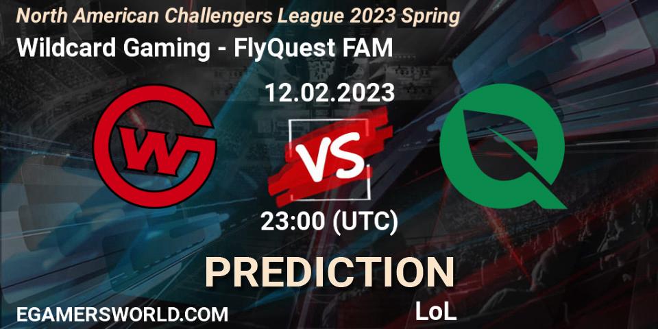 Wildcard Gaming - FlyQuest FAM: Maç tahminleri. 12.02.23, LoL, NACL 2023 Spring - Group Stage